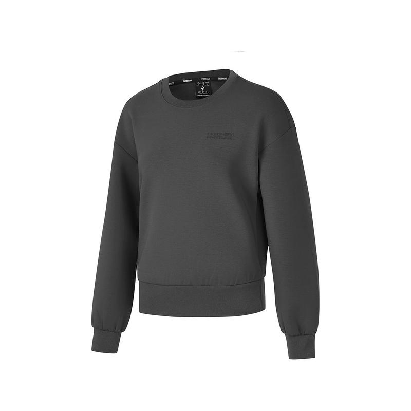Skechers Outdoor Series Round Neck Comfortable Casual Pullover Long Sleeve Sweatshirt Women sweatshirt Charcoal-Grey P125W005-053B M
