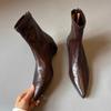 Pointed Toe Women's Boots Flats Fashion Retro Dress Shoes  Winter Chelsea Boots New Walking Goth Leather Trend Mujer Botas