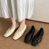Fashion Elegant Square Head Pleated Shallow Mouth Casual Flat Single Shoes for Women 2025 Autumn New Versatile Comfortable Fashion Flats
