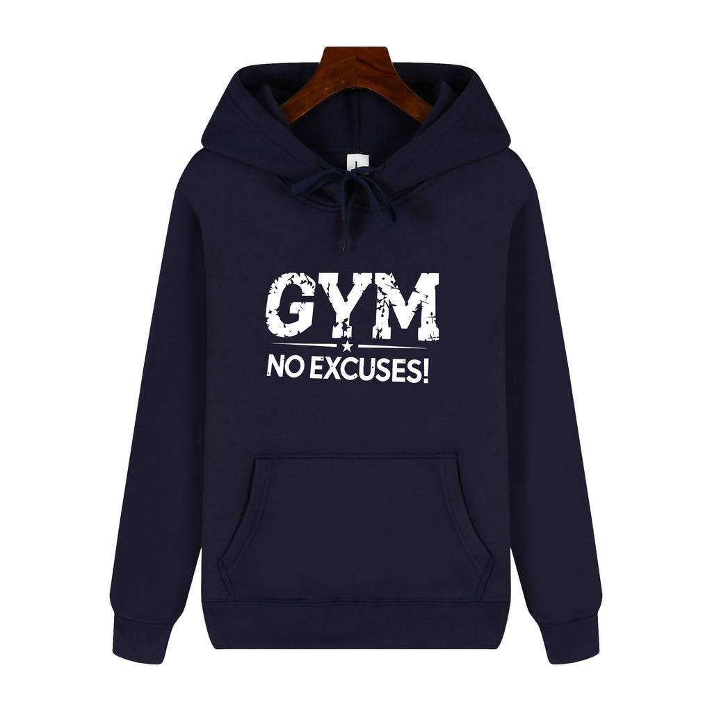 GYM Fitness Slogan Letter Print Hoodie, Unisex Sports Casual Pullover Sweatshirt