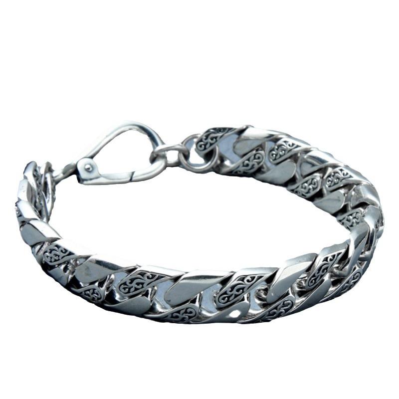 New Vine Grass Pattern Simple Men's Cuban Bracelet Retro Hip Hop Style