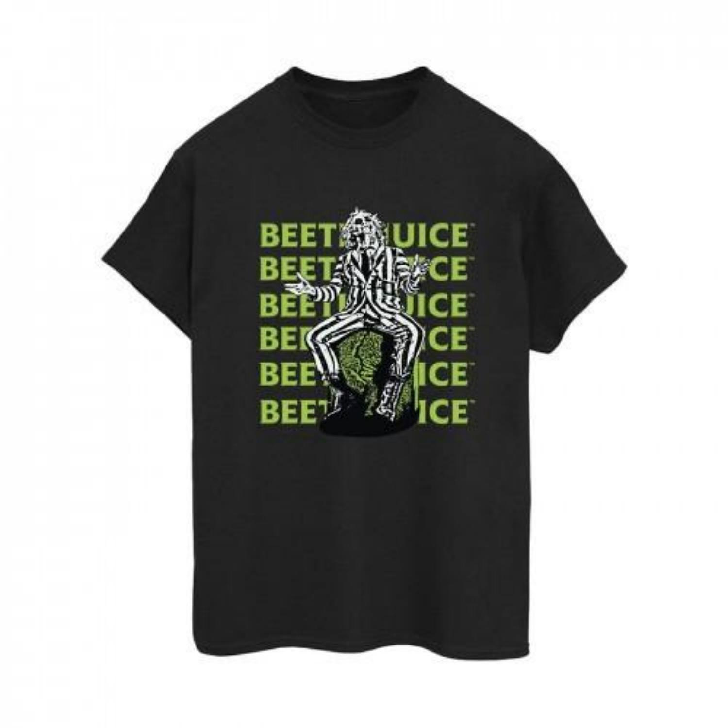 Beetlejuice Womens_Ladies Pose Repeat Logo Boyfriend T-Shirt S чёрный
