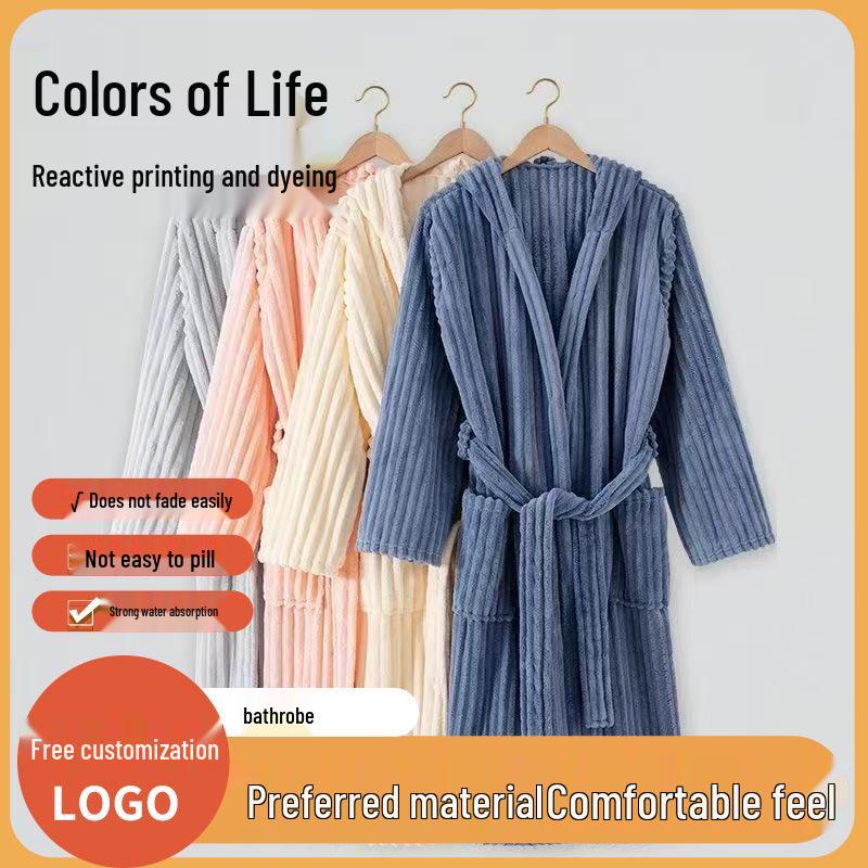 Unisex Pocket Hooded Bathrobe - Soft and Comfortable, Essential for Home