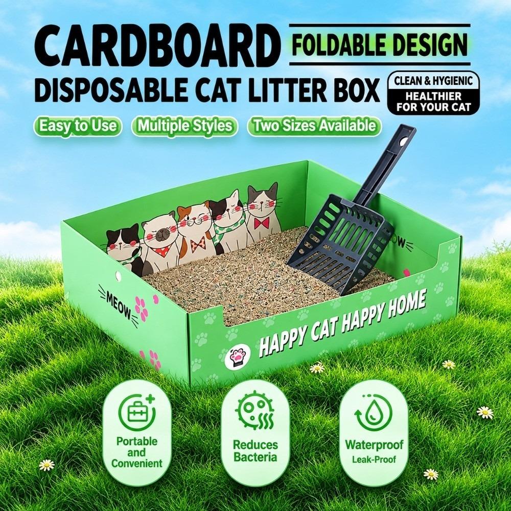 Thickened Cat Toilet Litter Tray Foldable Travel Cats Poop Toilet Outdoor