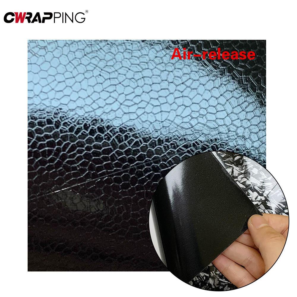 PET Forged Carbon Fiber Self Adhesive Sticker Glossy Black Auto Body Waterproof Wrap Motorcycle Scooter Computer Car Accessories