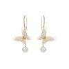 Super Fairy Mori Gentle Fabric Mesh Butterfly Ear Buckle, Simple And High-End Exquisite Diamond-Set Pearl Earrings