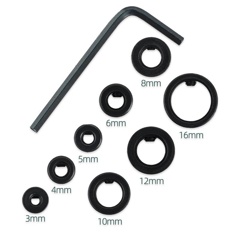 8-Piece Woodworking Drill Bit Depth Stop Collar Set (3-16mm)