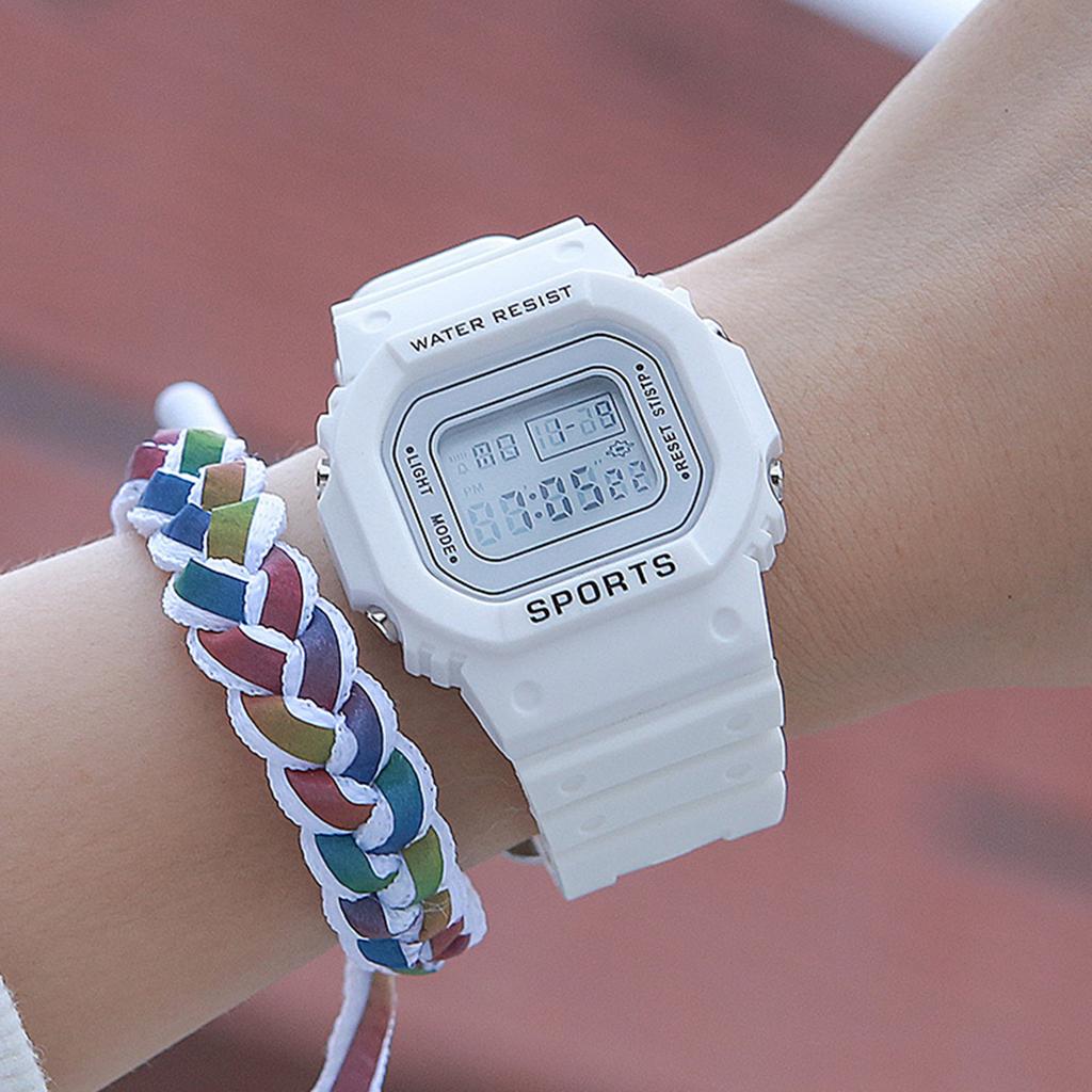 LED Electronic Sports Watch Waterproof Lightweight Luminous Smartwatch for Boys Girls White