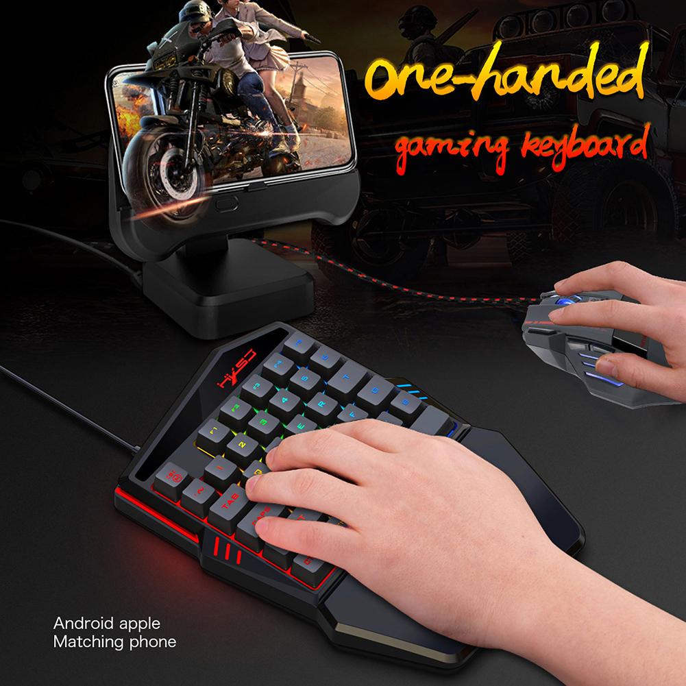 HXSJ Einhand Gaming Tastatur & Maus Set – Mit RGB Beleuchtung, 35 Tasten, 1000–5500 DPI Maus