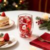 Klarer Borosilikatglasbehälter Doppelwandiger Glasbecher, mit Dekorationen im Stil von Weihnachtsmann/kleinem Baum/Stapel/Tasche, Geschirr für Familientreffen Treibsand