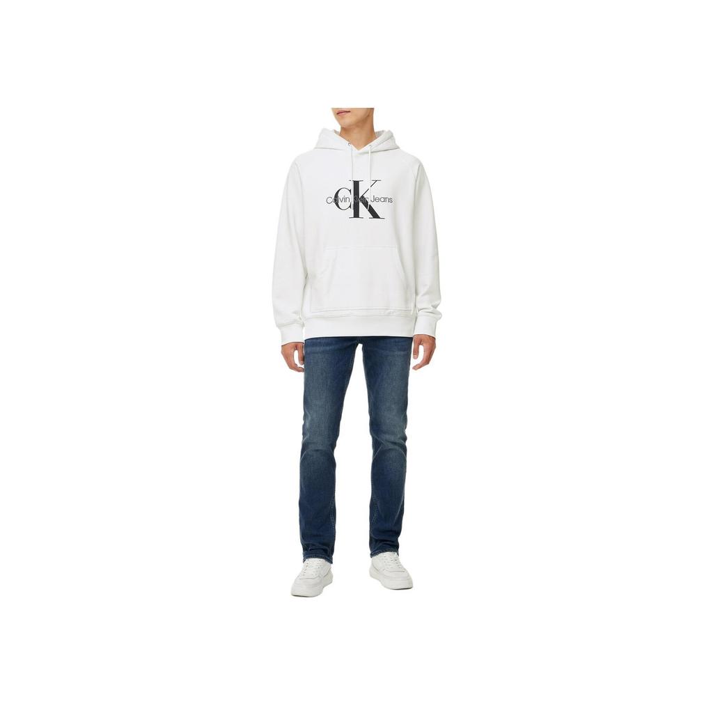 Calvin Klein Letter Print Comfortable Loose Fit Raglan Sleeve Sweatshirt Men Sweatshirt Bright-White J326969-YAF