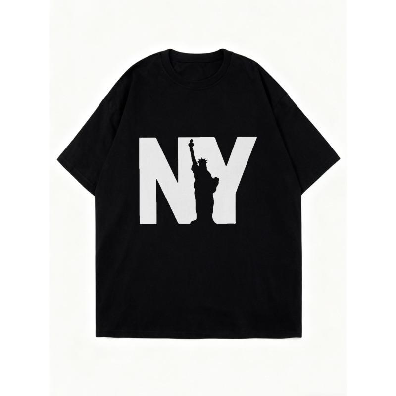 Γυναικείο oversized t-shirt με στάμπα New York Stamp με το άγαλμα της ελευθερίας