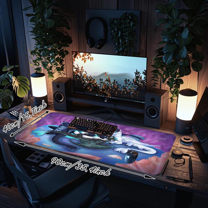 1Pc Fantasy Dragon Family Gaming Mouse Pad Keyboard Desk Mat Non-slip Rubber Lock Edge Waterproof Computer Mousepad for Office Home Decor Y121