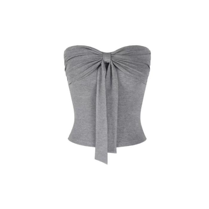 Summer ins pure desire sexy bow lace-up tube top women's summer slim-fitting slim-looking bottoming chest-wrapped top