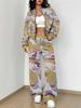 Simple Autumn and Winter New European and American Women's Clothing Yellow-green Camouflage Printing Suit Women