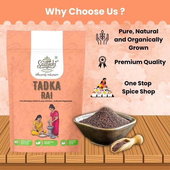 Saatyaki Naturals Organic Mustard Seeds - 500gm |Pure , Chemical & Pesticides Free Mohri/Kadugu/Avalu/Sarso for Cooking, Pickling, and Seasoning