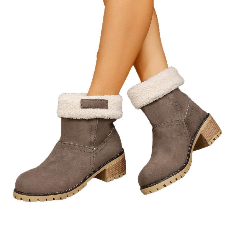 Large-size Women's Chunky Platform Cotton Shoes, New Style Round-toe Snow Boots for Women