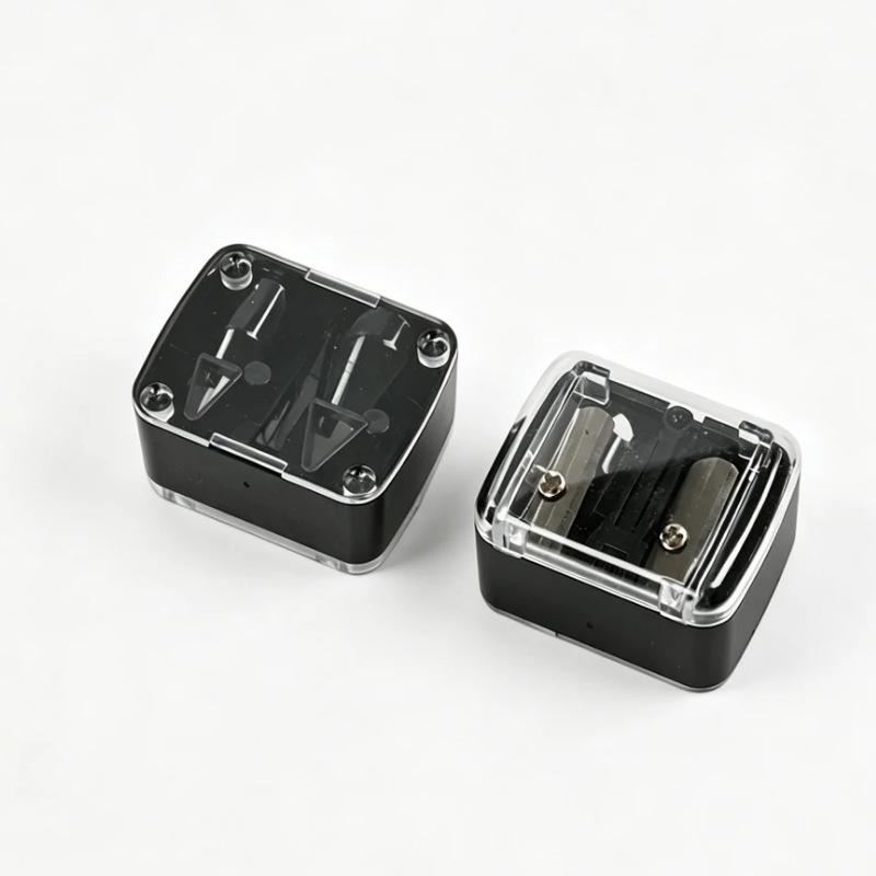 Dual-Hole Pencil Sharpener with Lid for Fine and Thick Makeup or Eyebrow Pencils