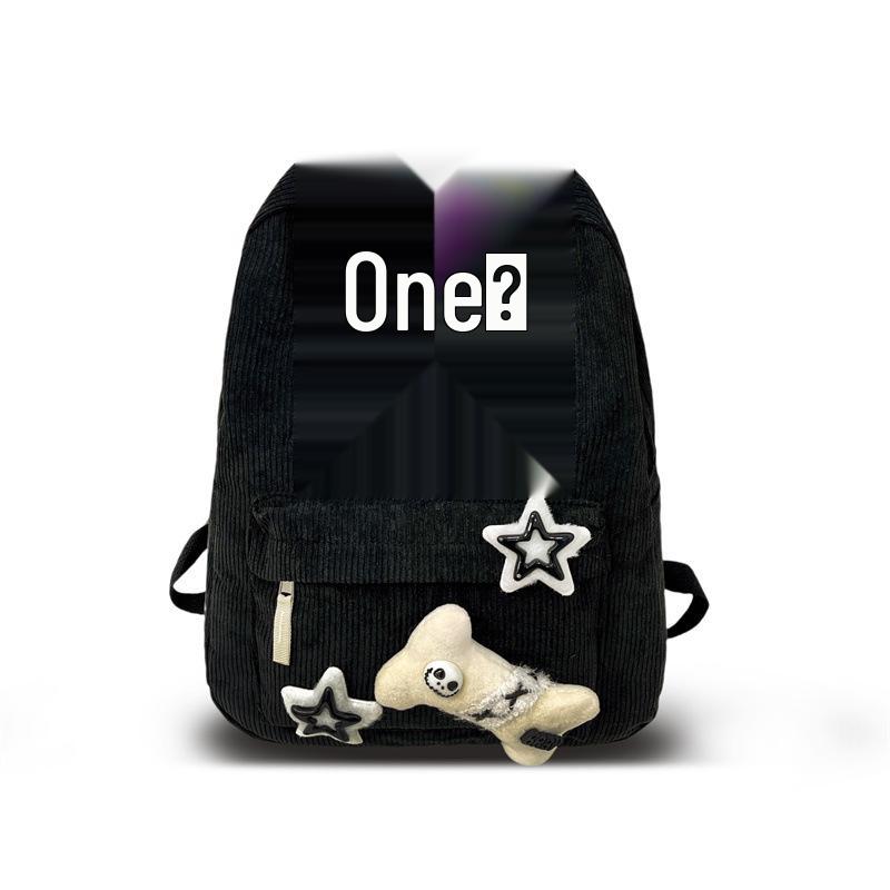 Star Women's Corduroy Backpack - Large Capacity, College Style for Junior & High School Students