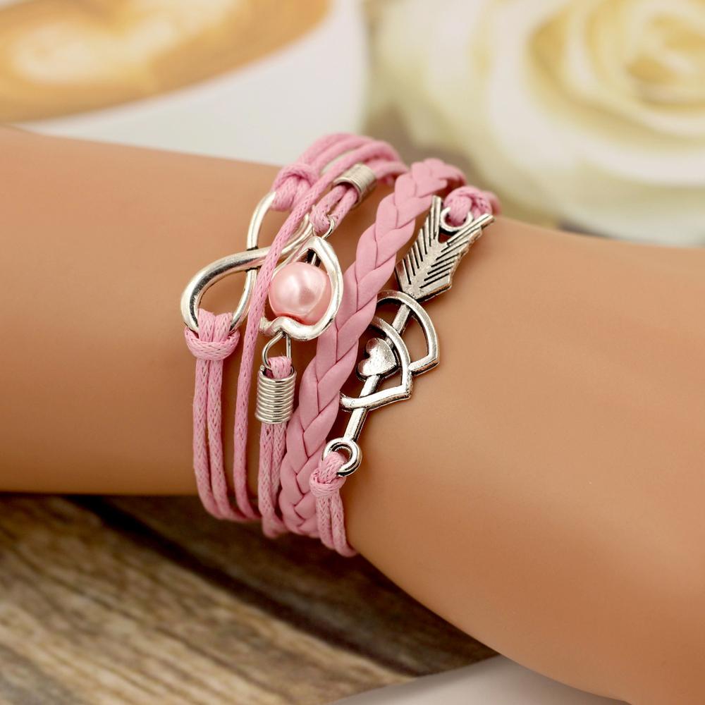 SUMENG Brand Leather Bracelets For Women Wrap Infinity Love Heart Pearl Friendship Antique Charm Bracelet Pulseira 2024
