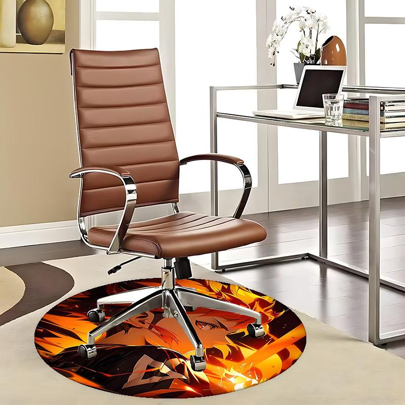 1pc Anime Design Round Carpet - Haikyuu Kageyama Tobio Inspired Chair Mat for Office, Home Decor, Living Room, Bedroom