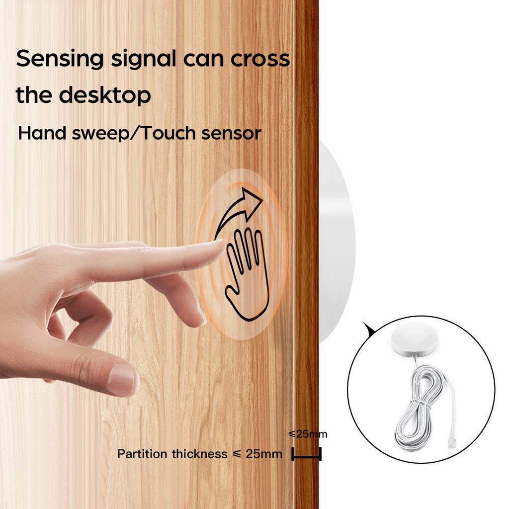 Penetrable Wireless Panel Wood 25mm Touch Sensor Led Light Switch Control 12v24v 60w Hand Sweep Control Dimmable Touch Dimmer