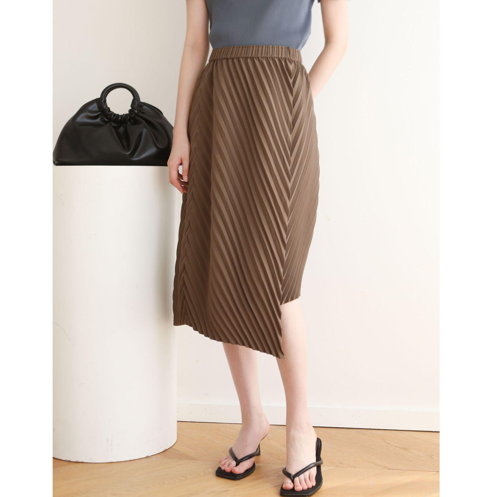 Counter Quality 2026 Summer Miyake High-End Pleated Designer Irregular Skirt One Size кофейный