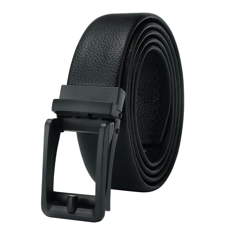 Men's Belt Genuine Leather Automatic Buckle Business Cowhide Belt Male Middle Aged and Young Versatile Simple Casual Trouser Belt for Men