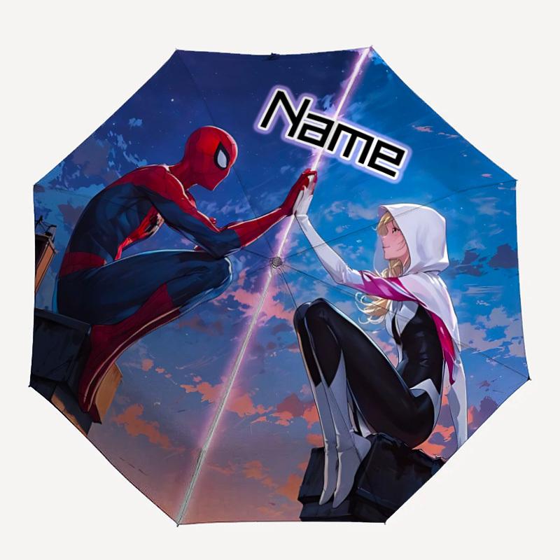 

1pc SpiderMan and SpiderGwen Custom Name Automatic Folding Umbrella, Durable Plastic & Iron, Lightweight for Outdoor Daily Use S1230025