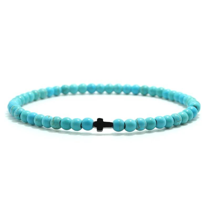 Nou Brățară Cruce Bărbați 4mm Brățară Piatră Naturală Ochi de Tigru Natural Mărgele de Orez Brățară Homme Accesorii Bărbați