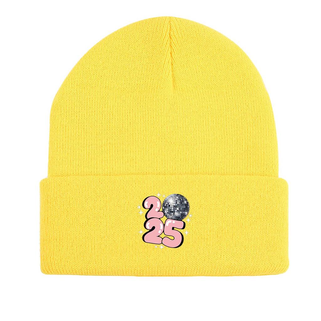 2025 Disco Ball Print Knit Hat Beanie, Woman Cap Elastic Stretchable Sporting Gorro Knitted Hat Beanie