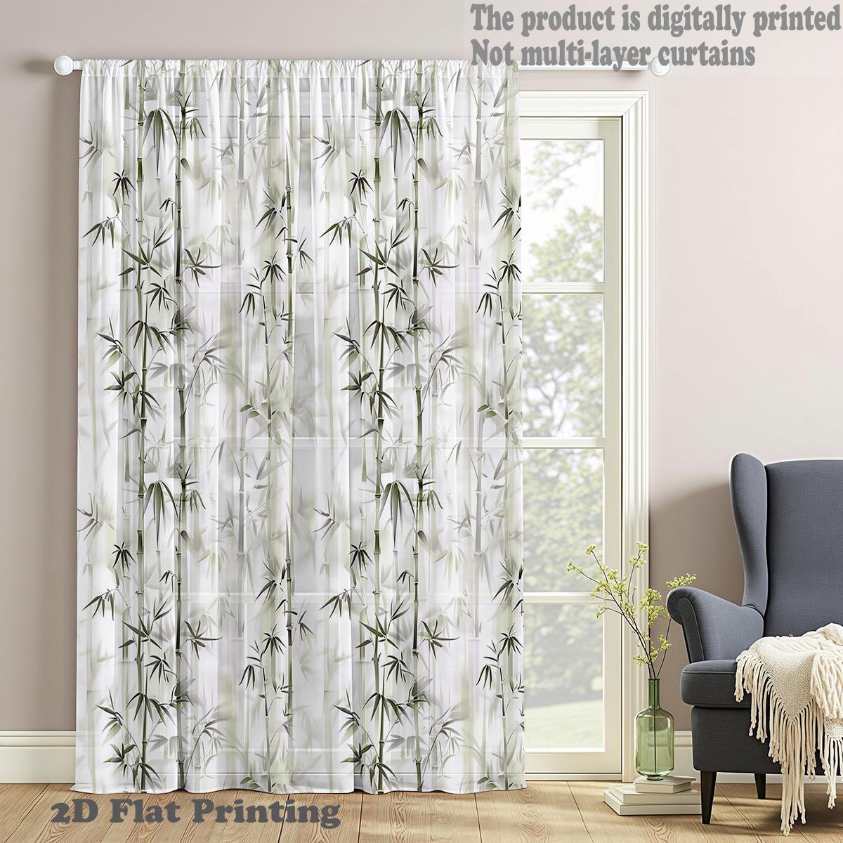 

New Chinese Style One Piece Polyester Window Curtain Decorative Screen Living Room Bedroom Elegance With Rod Pocket Perfect For Area W100*H70(CM)-Hooks&1PCS