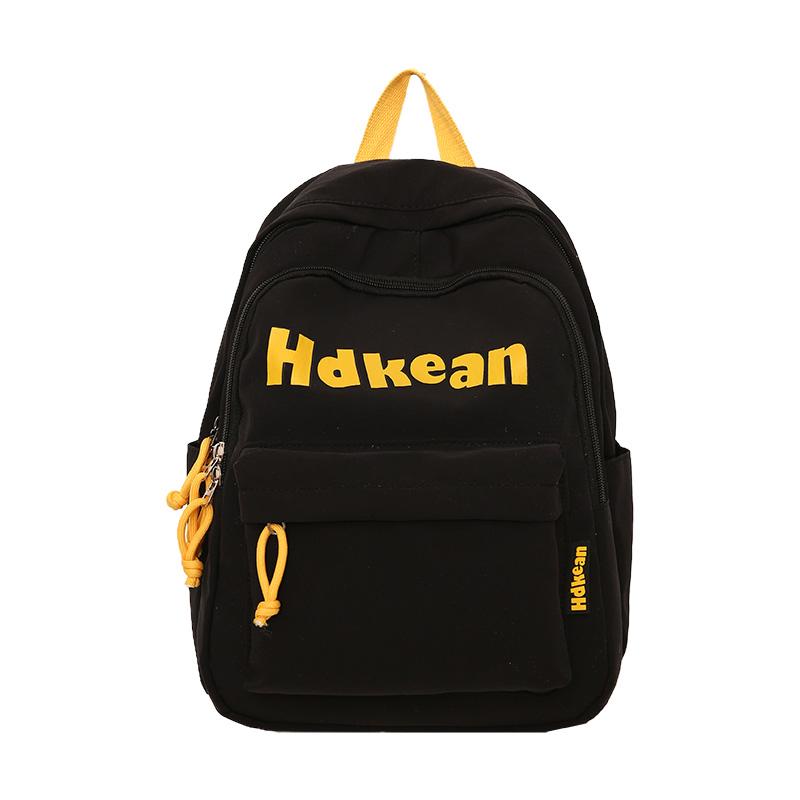 Solid Color Letter Backpack Women's Lightweight Large Capacity Backpack Student Schoolbag