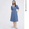ELLASSAY Women's French Square Neck Cotton-Blend Midi Dress