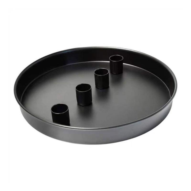 

Магнитный поднос для свечей с 4 держателями для конусных свечей, декоративная круглая металлическая тарелка-подставка для столбовых свечей, органайзеры для стола 1 чёрный