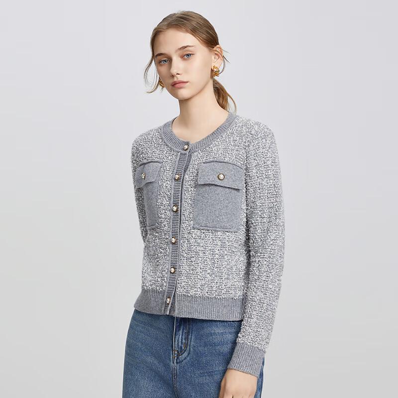 Shetu Women's Casual Round Neck Knit Cardigan