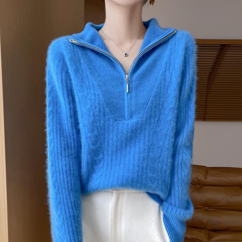 Women's cashmere sweater Qinghe cashmere 30% cashmere 70% wool autumn and winter pullover warm and fashionable