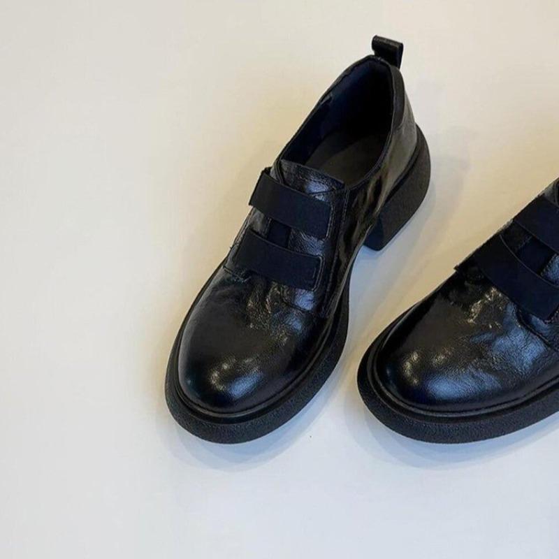 

Модные лоферы на платформе в английском стиле для женщин, слипоны на одну ногу, удобные туфли на небольшом блочном каблуке из кожи 35 чёрный