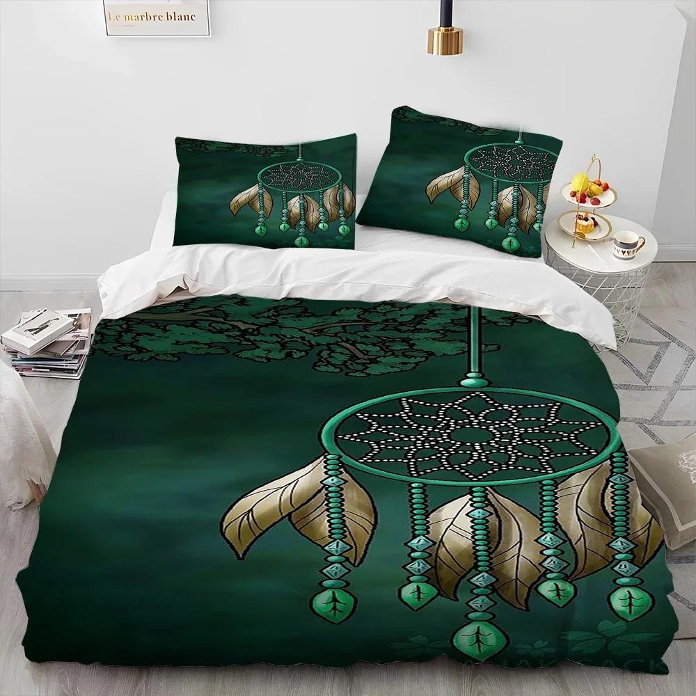 Fashion Dreamcatcher Feather Owl Comforter Bedding Set,Duvet Cover Bed Set Quilt Cover Pillowcase,King Queen Size Bedding Set