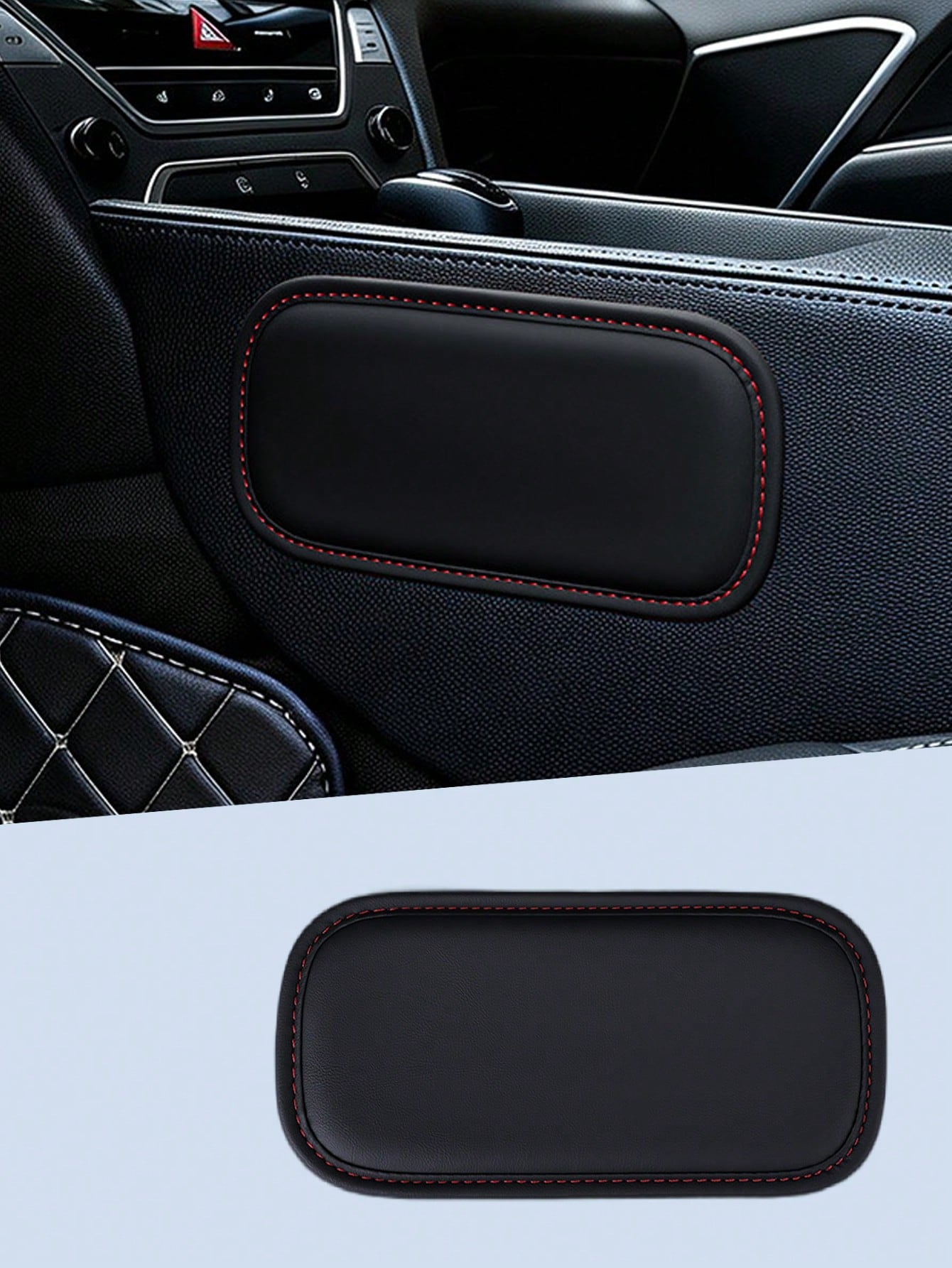 Car Elbow & Leg Support Pad, Soft Nappa Leather Cushion, Universal Fit
