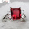 Cellacity Silver 925 Ring For Women Rectangle Gemstones Fine Jewelry Geometry White Red Zircon Trendy Female Accessory For Party