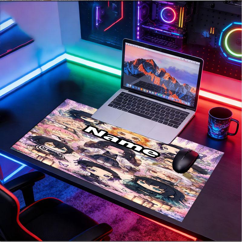 Custom Name Personalized Demon Slayer Pattern Mousepad, Laptop PC Desk Mat, Decorative Desk Mat for Home Keyboard Pad Gift