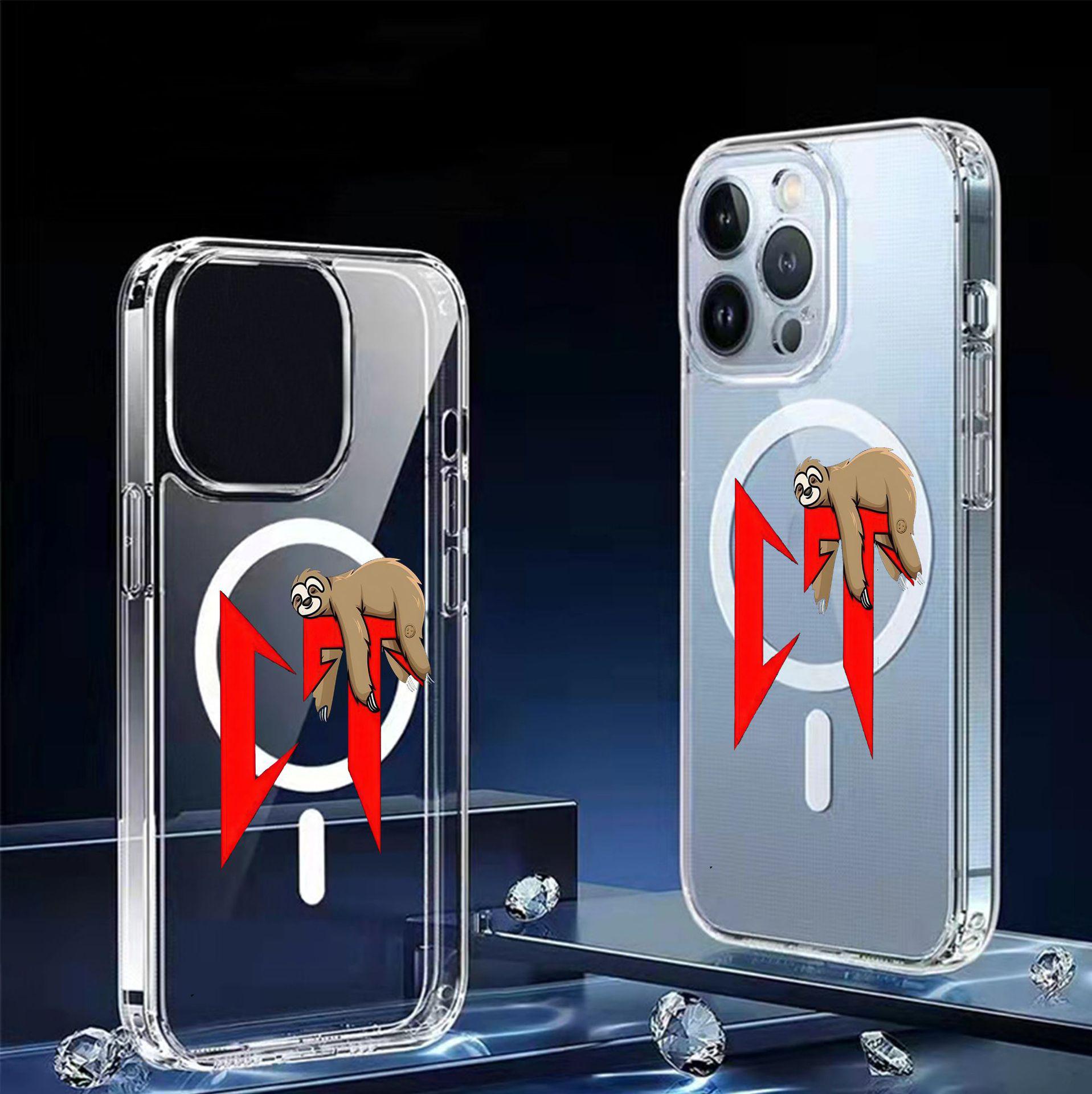 

Mischievous Sloth Magnetic Transparent Full-Cover iPhone 14-17 Pro Max Case iPhone 15 прозрачный