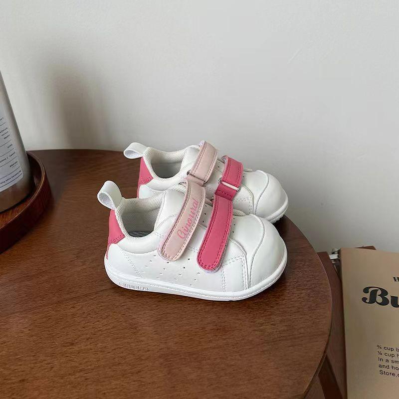 

Baby Girls White Pink Dual Strap Soft Sole First Walker Shoes 15 розовый