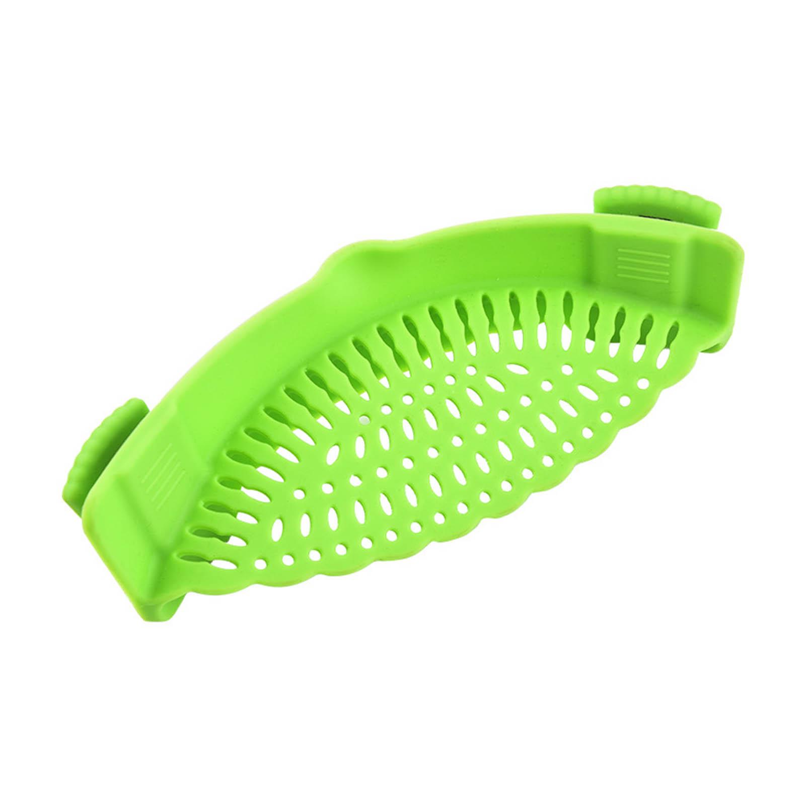 

Kitchen Clip-on Food Strainer For Pasta Noodles Beef Fat Vegetables Silicone Colander Pasta Fruit Strainer Water-draining Tool зелений