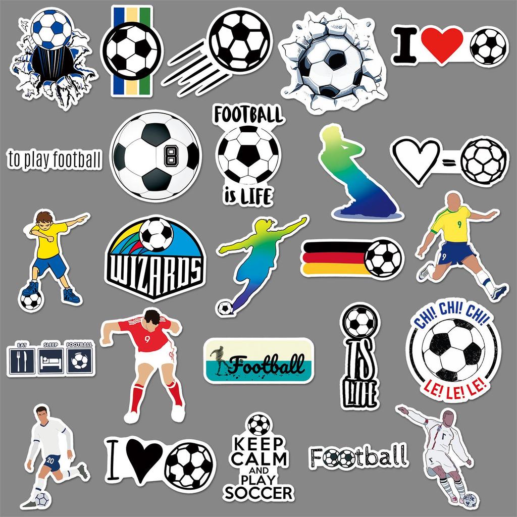 50 Waterproof Cartoon Football Graffiti Stickers for Phone & Suitcase