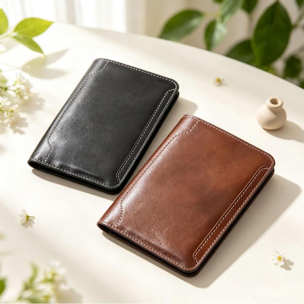 Ultra-Thin Leather Passport Holder & Multi-Card Bi-fold Wallet
