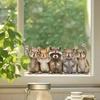 Niedliche Waldtiere Fensteraufkleber - Eichhörnchen & Waschbär Winken Glasmalerei Aufkleber für Zuhause, Wohnzimmer, Schlafzimmer - Verspielte Dekoration