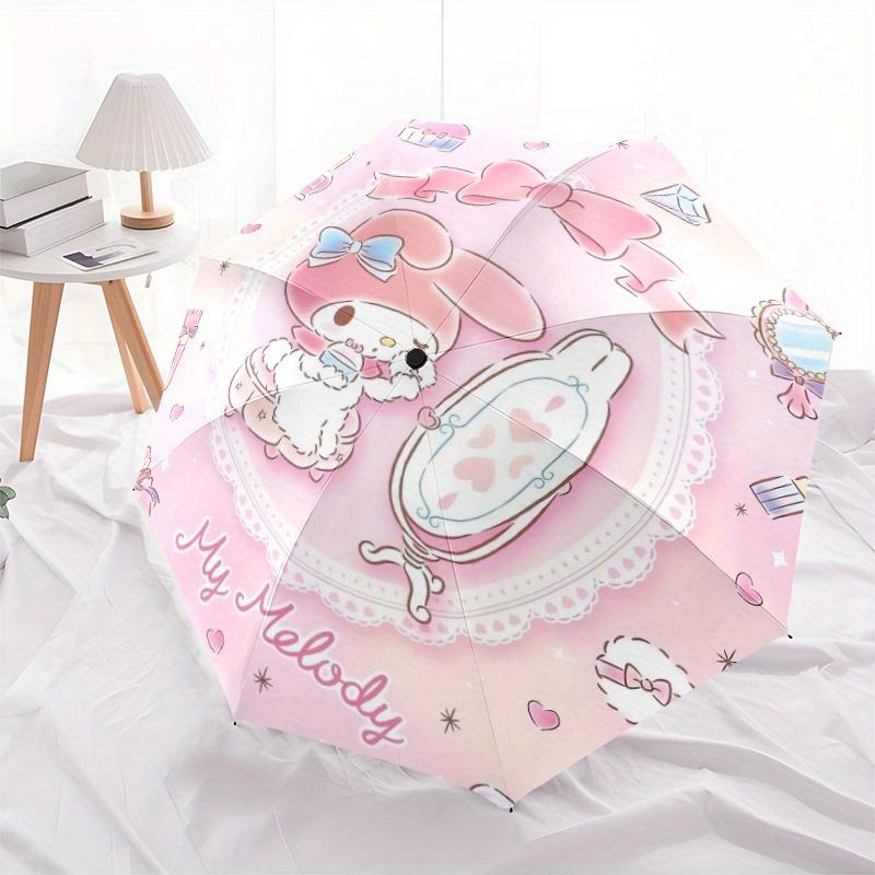 My Melody Looking In The Mirror Automatic Opening and Closing Cartoon Umbrella, Lightweight 3-Fold, With Cute Cartoon Characters, Suitable for Home, O