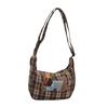 Korean Style Fashion Checkered Dumpling Bag New Style Women's Bag Cute Spotted Dog Student Class Shoulder Bag Trendy Crossbody Bag